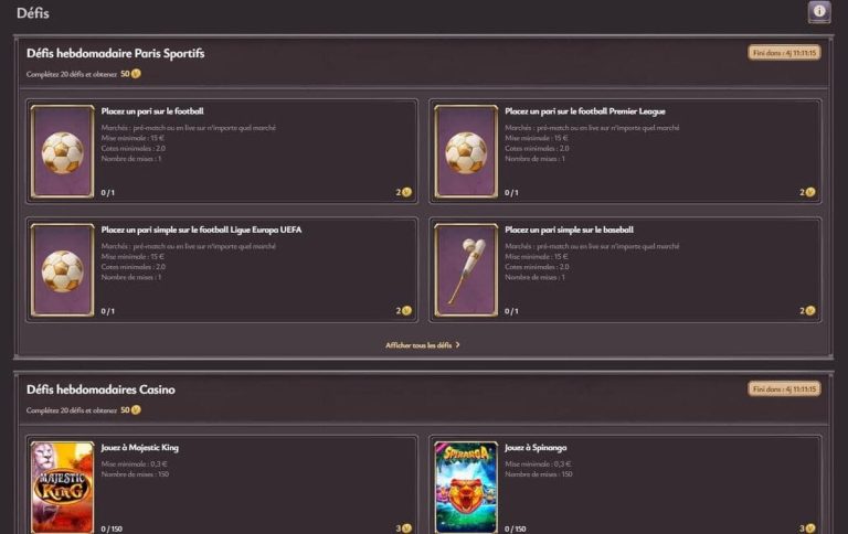 Vicibet Casino défis