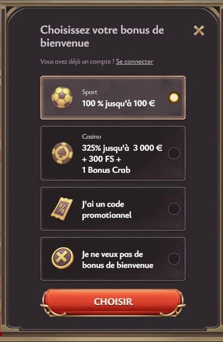 Vicibet Casino inscription